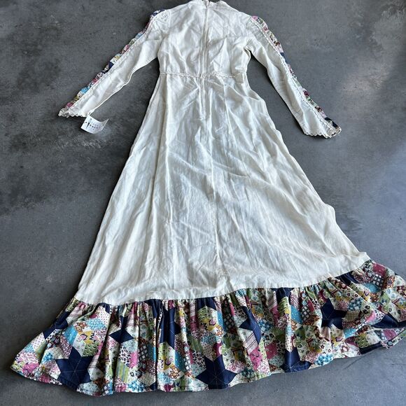 Authentic 1960’s vintage patchwork print Black Label Gunne Sax maxi dress XS - Picture 7 of 11